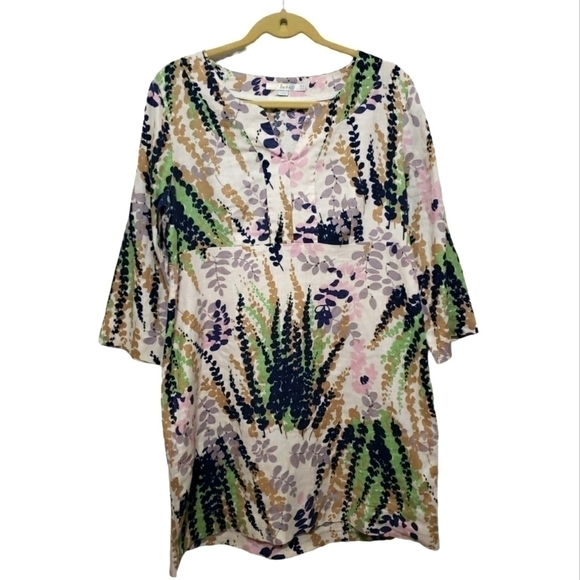 BODEN Leaf Floral 100 % Linen Dress, Size 10R - Picture 3 of 15